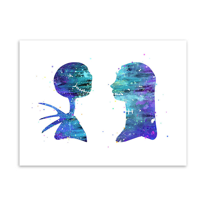 Blue Watercolor Wall Art Print Lovers Minimalism Textured Canvas for Dining Room Clearhalo 'Art Gallery' 'Canvas Art' 'Contemporary Art Gallery' 'Contemporary Art' 'Minimalism' 'Minimalist Art Gallery' 'Scandinavian' Arts' 1658994
