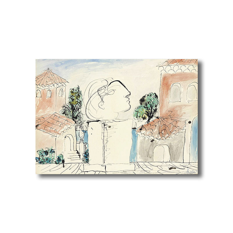 Nordic Style Character Painting Kitchen Backsplash Wall Art Print in Light Color
