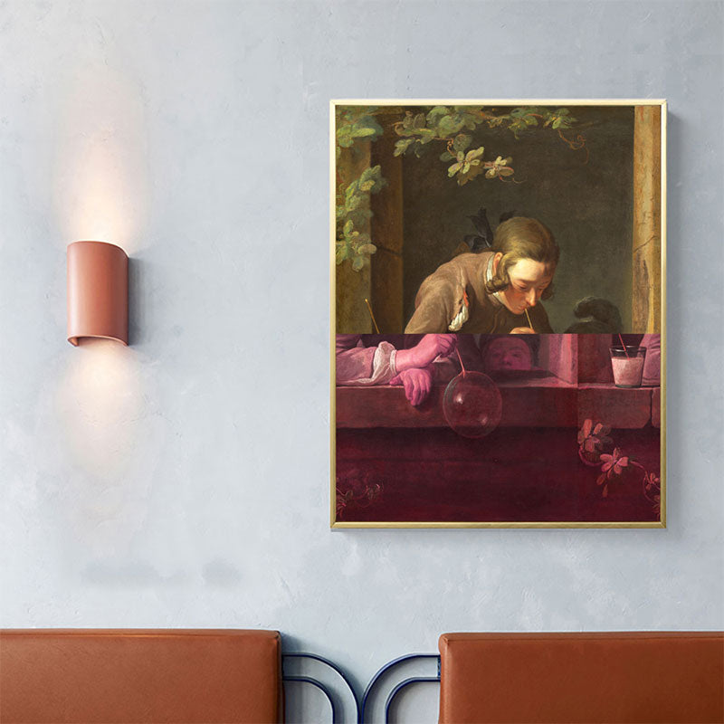 Brown Writing Maiden Canvas Oil Painting Retro Textured Wall Decor for Guest Room - Brown - Clearhalo - 'Arts' - 'Canvas Art' - 1659165