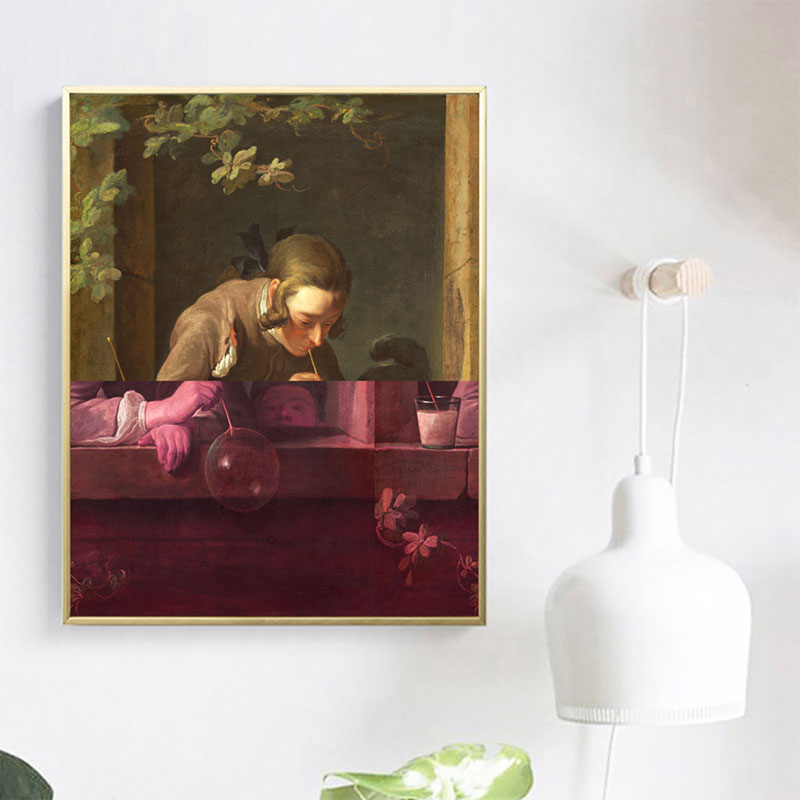 Brown Writing Maiden Canvas Oil Painting Retro Textured Wall Decor for Guest Room - Clearhalo - 'Arts' - 'Canvas Art' - 1659167