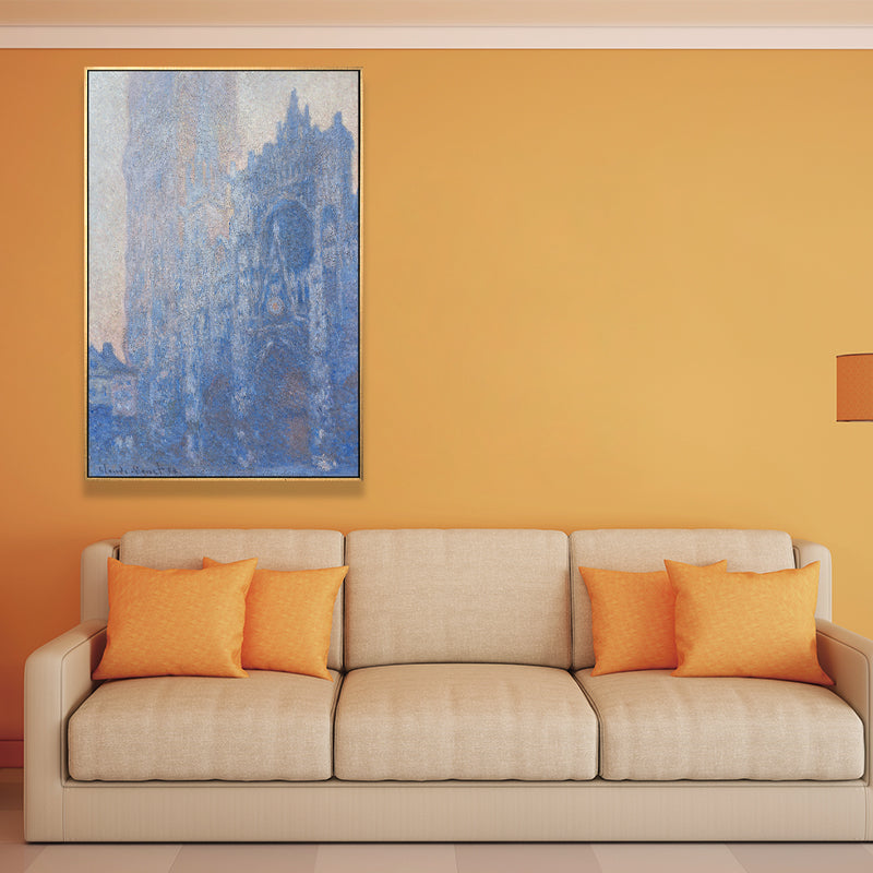 Monet Rouen Cathedral Wall Art Traditional Textured Canvas Print in Pastel Color - Clearhalo - 'Arts' - 'Canvas Art' - 1659588