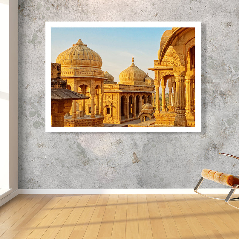 Architecture Dome Houses Canvas Art Global Inspired Textured Wall Decoration in Yellow - Yellow - Clearhalo - 'Arts' - 'Canvas Art' - 1659616