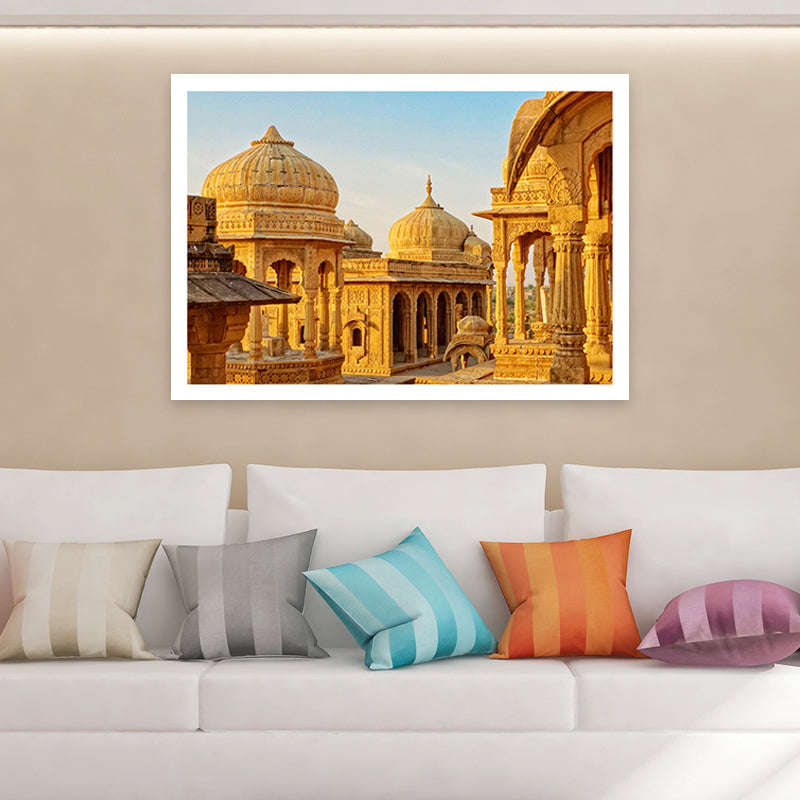 Architecture Dome Houses Canvas Art Global Inspired Textured Wall Decoration in Yellow - Clearhalo - 'Arts' - 'Canvas Art' - 1659617