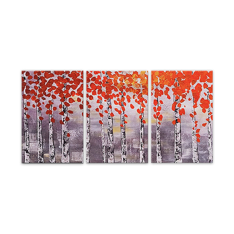 Multi-Piece Maple Trees Painting Canvas Traditional Wall Art Print for Family Room Clearhalo 'Art Gallery' 'Canvas Art' 'Traditional' Arts' 1659626