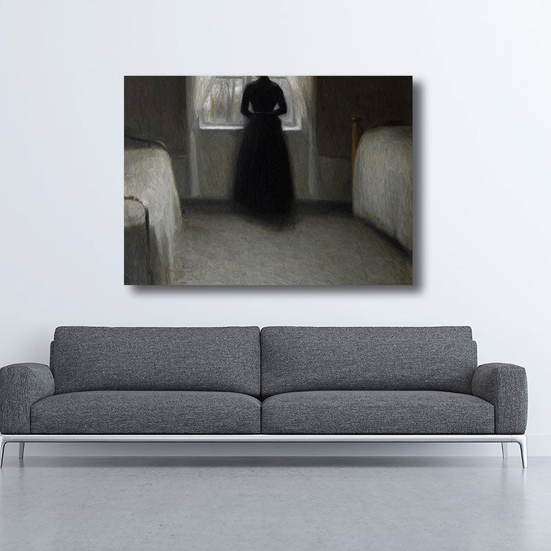 Young Girl's Back Painting Retro Style Canvas Wall Art Print, Multiple Sizes Options