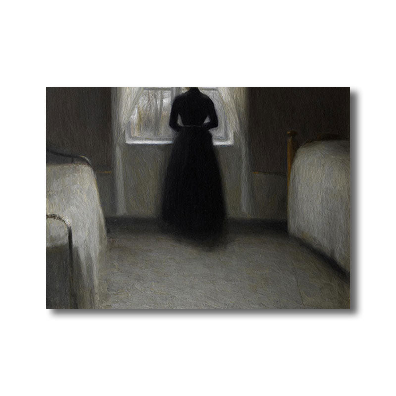 Young Girl's Back Painting Retro Style Canvas Wall Art Print, Multiple Sizes Options