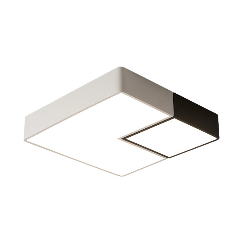Metal Square Flush Mount Lighting Simple LED White Ceiling Light Fixture for Living Room in Warm/White, 11"/15���/19" Wide Clearhalo 'Ceiling Lights' 'Close To Ceiling Lights' 'Close to ceiling' 'Flush mount' Lighting' 166393