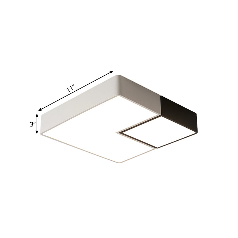 Metal Square Flush Mount Lighting Simple LED White Ceiling Light Fixture for Living Room in Warm/White, 11"/15���/19" Wide Clearhalo 'Ceiling Lights' 'Close To Ceiling Lights' 'Close to ceiling' 'Flush mount' Lighting' 166394