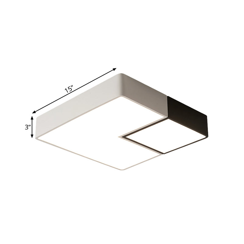 Metal Square Flush Mount Lighting Simple LED White Ceiling Light Fixture for Living Room in Warm/White, 11"/15���/19" Wide Clearhalo 'Ceiling Lights' 'Close To Ceiling Lights' 'Close to ceiling' 'Flush mount' Lighting' 166395
