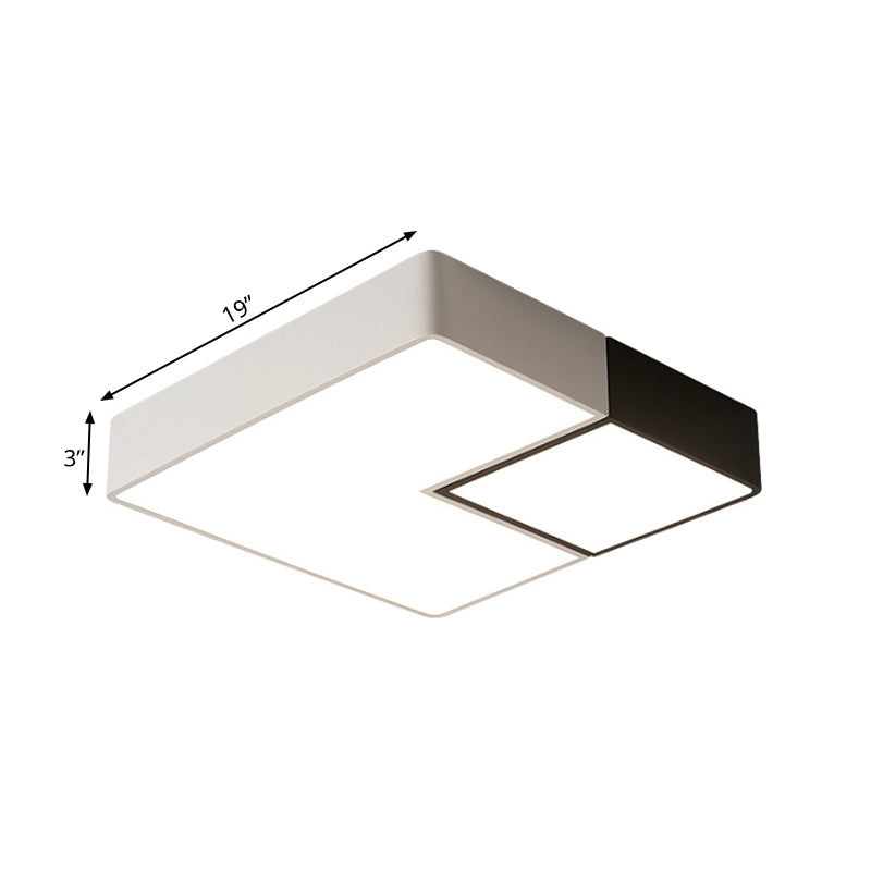 Metal Square Flush Mount Lighting Simple LED White Ceiling Light Fixture for Living Room in Warm/White, 11"/15���/19" Wide Clearhalo 'Ceiling Lights' 'Close To Ceiling Lights' 'Close to ceiling' 'Flush mount' Lighting' 166396