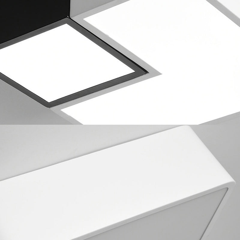 Metal Square Flush Mount Lighting Simple LED White Ceiling Light Fixture for Living Room in Warm/White, 11"/15���/19" Wide Clearhalo 'Ceiling Lights' 'Close To Ceiling Lights' 'Close to ceiling' 'Flush mount' Lighting' 166397
