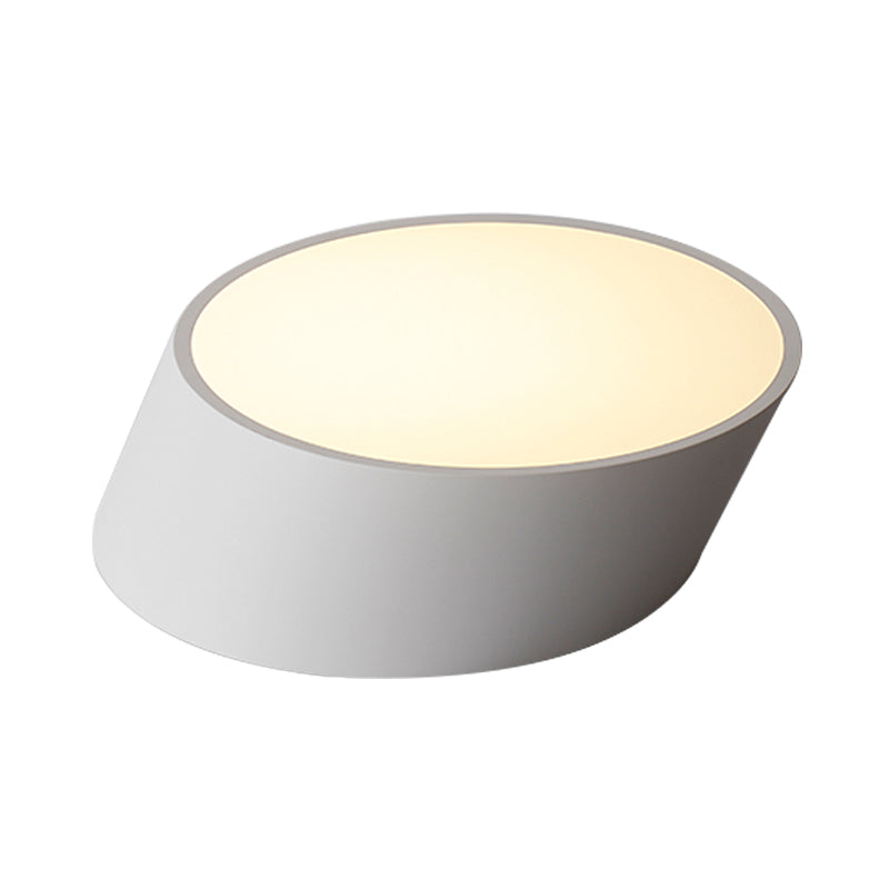 Inclined Elliptical Metal Flush Mount Modernist Led Bedroom Flush Mount Light in White/Black, 10"/16"/19.5" Wide Clearhalo 'Ceiling Lights' 'Close To Ceiling Lights' 'Close to ceiling' 'Flush mount' Lighting' 166677