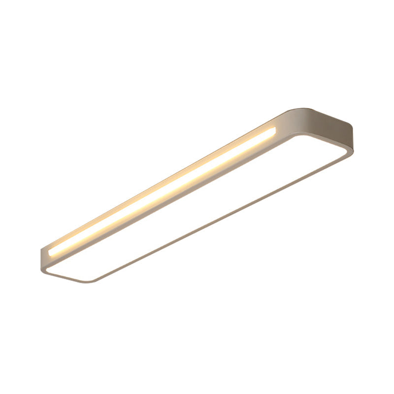 Rectangle Flush Mount Light Modern Metal LED White Ceiling Mount Lamp with Acrylic Diffuser in White/Warm Light, 19"/23"/31" Wide Clearhalo 'Ceiling Lights' 'Close To Ceiling Lights' 'Close to ceiling' 'Flush mount' Lighting' 166680