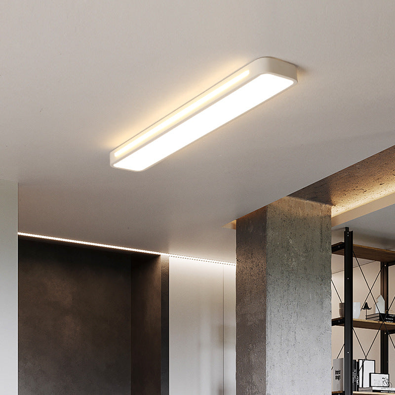 Rectangle Flush Mount Light Modern Metal LED White Ceiling Mount Lamp with Acrylic Diffuser in White/Warm Light, 19"/23"/31" Wide Clearhalo 'Ceiling Lights' 'Close To Ceiling Lights' 'Close to ceiling' 'Flush mount' Lighting' 166681
