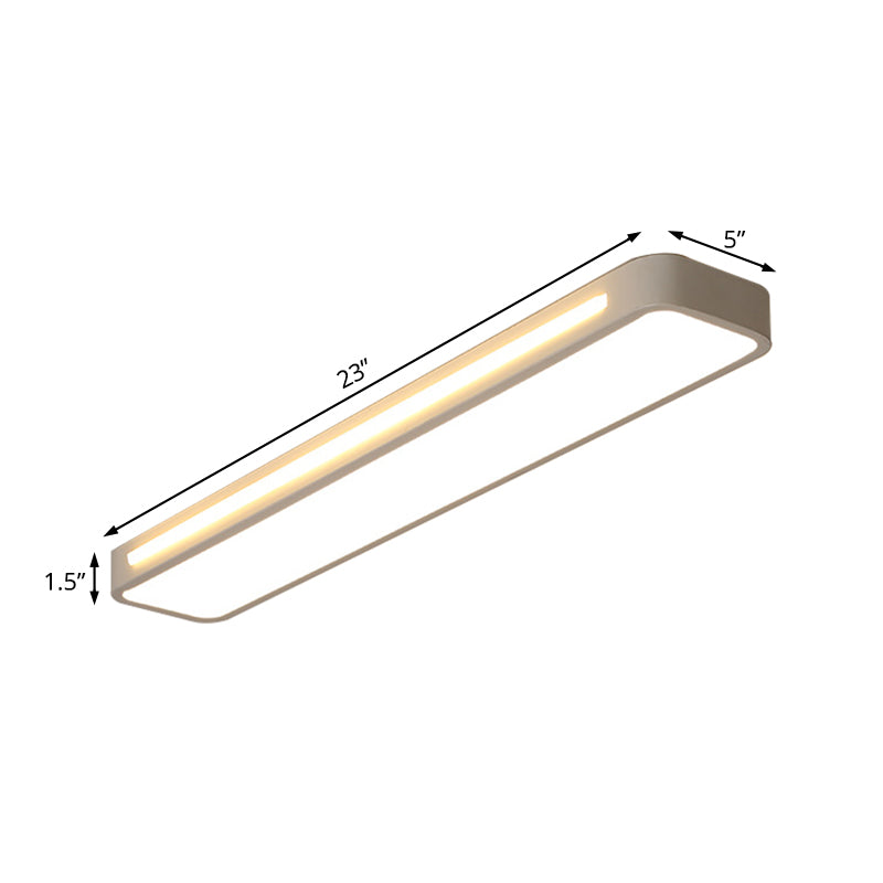 Rectangle Flush Mount Light Modern Metal LED White Ceiling Mount Lamp with Acrylic Diffuser in White/Warm Light, 19"/23"/31" Wide Clearhalo 'Ceiling Lights' 'Close To Ceiling Lights' 'Close to ceiling' 'Flush mount' Lighting' 166684