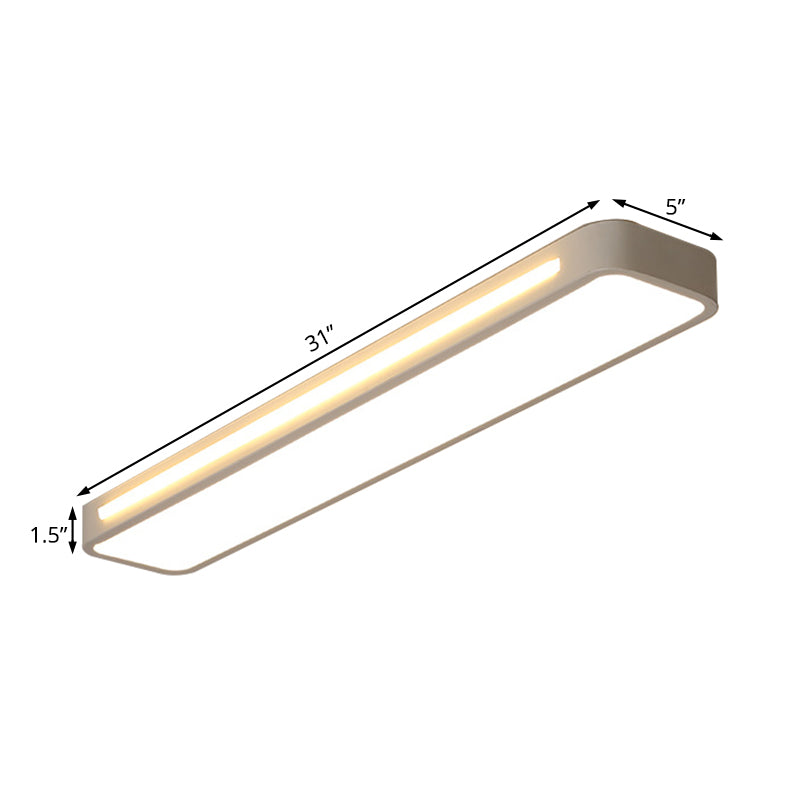 Rectangle Flush Mount Light Modern Metal LED White Ceiling Mount Lamp with Acrylic Diffuser in White/Warm Light, 19"/23"/31" Wide Clearhalo 'Ceiling Lights' 'Close To Ceiling Lights' 'Close to ceiling' 'Flush mount' Lighting' 166685