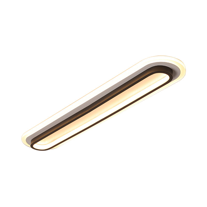 Oval Flush Ceiling Light Contemporary Metal LED Black/White Ceiling Light with Acrylic Diffuser in White/Warm Light, 19"/23"/31" Wide Clearhalo 'Ceiling Lights' 'Close To Ceiling Lights' 'Close to ceiling' 'Flush mount' Lighting' 166708