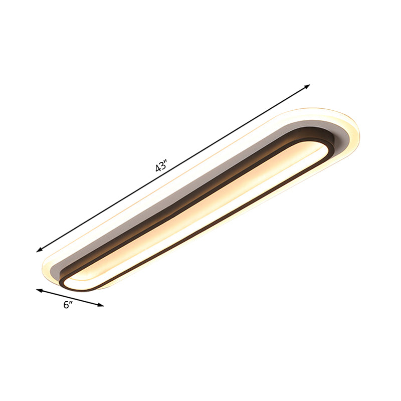 Oval Flush Ceiling Light Contemporary Metal LED Black/White Ceiling Light with Acrylic Diffuser in White/Warm Light, 19"/23"/31" Wide Clearhalo 'Ceiling Lights' 'Close To Ceiling Lights' 'Close to ceiling' 'Flush mount' Lighting' 166712
