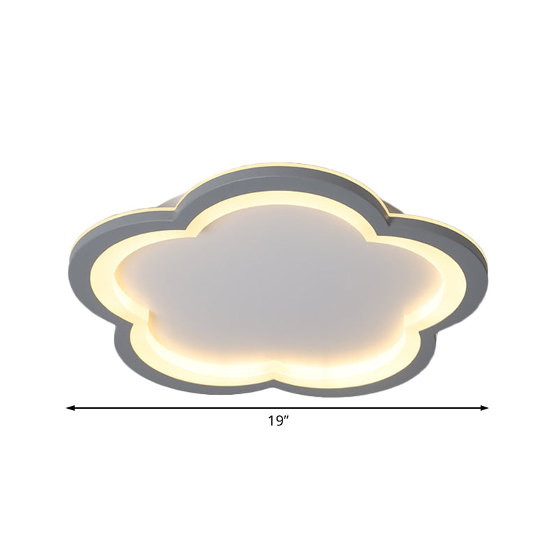 Flower Metal Flush Light Simplicity LED White/Gray Ceiling Light Fixture with Acrylic Diffuser in White/Warm Light, 10"/14.5"/19"/23.5" Wide Clearhalo 'Ceiling Lights' 'Close To Ceiling Lights' 'Close to ceiling' 'Flush mount' Lighting' 166726