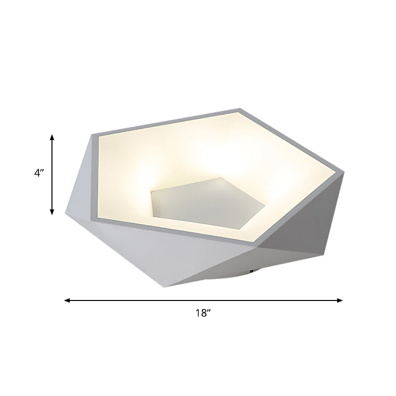 White Facet Flush Lighting Modern LED Metal Ceiling Mounted Light with Acrylic Diffuser in White/Warm Light, 18"/21.5" Wide Clearhalo 'Ceiling Lights' 'Close To Ceiling Lights' 'Close to ceiling' 'Flush mount' Lighting' 166747