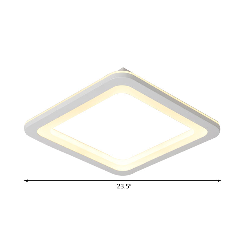 Square Flush Lighting Simple Metal LED White Ceiling Light Fixture in White/Warm Light, 10"/14.5"/19" Wide Clearhalo 'Ceiling Lights' 'Close To Ceiling Lights' 'Close to ceiling' 'Flush mount' Lighting' 166967