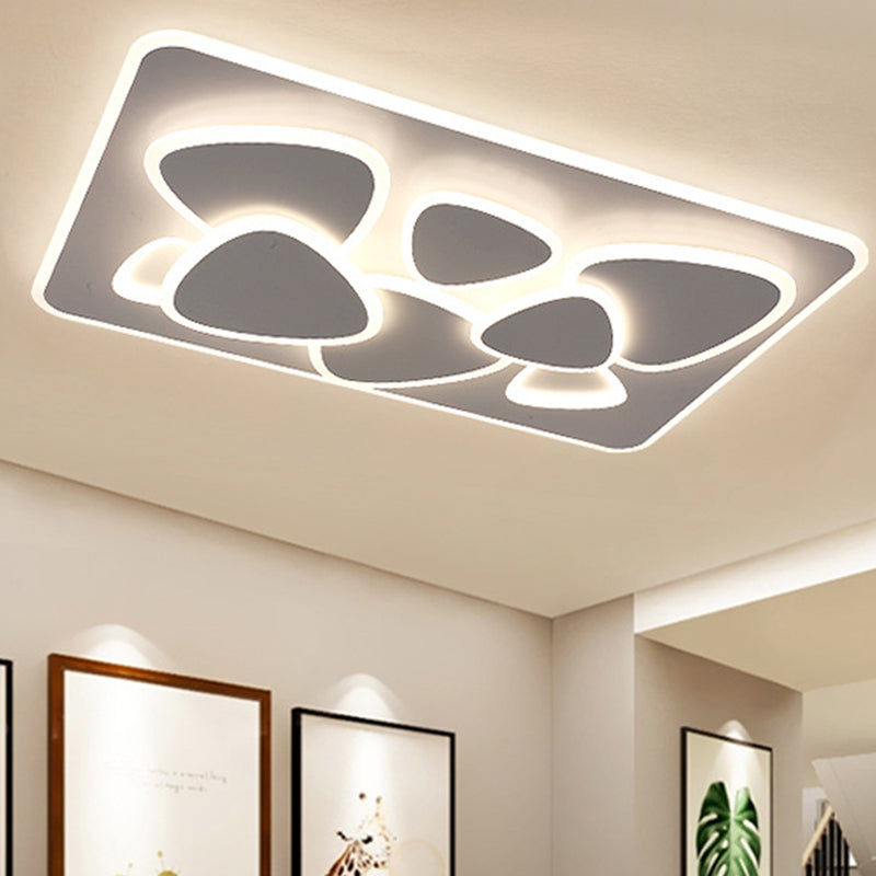 Grey Overlapping Ceiling Mounted Fixture Modern LED Metal Flush Mount Ceiling Lighting in White/Warm Light, 19.5"/38" Wide Clearhalo 'Ceiling Lights' 'Close To Ceiling Lights' 'Close to ceiling' 'Flush mount' Lighting' 167088