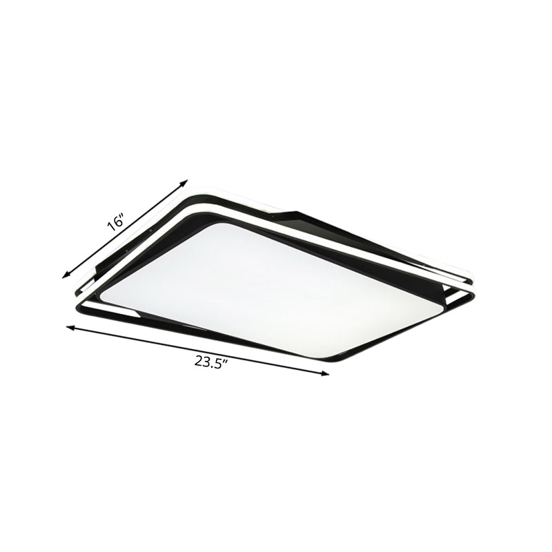 Black Geometrical Flush Mount Ceiling Lamp Minimalist LED Metal Ceiling Lighting in White/Warm Light, 23.5"/35.5" Wide Clearhalo 'Ceiling Lights' 'Close To Ceiling Lights' 'Close to ceiling' 'Flush mount' Lighting' 167141