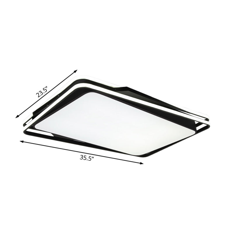 Black Geometrical Flush Mount Ceiling Lamp Minimalist LED Metal Ceiling Lighting in White/Warm Light, 23.5"/35.5" Wide Clearhalo 'Ceiling Lights' 'Close To Ceiling Lights' 'Close to ceiling' 'Flush mount' Lighting' 167142