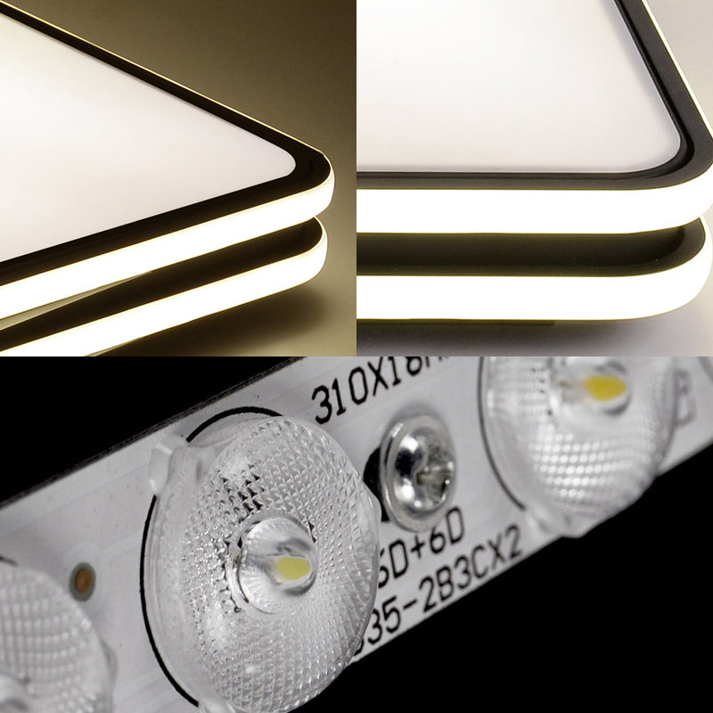 Black Geometrical Flush Mount Ceiling Lamp Minimalist LED Metal Ceiling Lighting in White/Warm Light, 23.5"/35.5" Wide Clearhalo 'Ceiling Lights' 'Close To Ceiling Lights' 'Close to ceiling' 'Flush mount' Lighting' 167143
