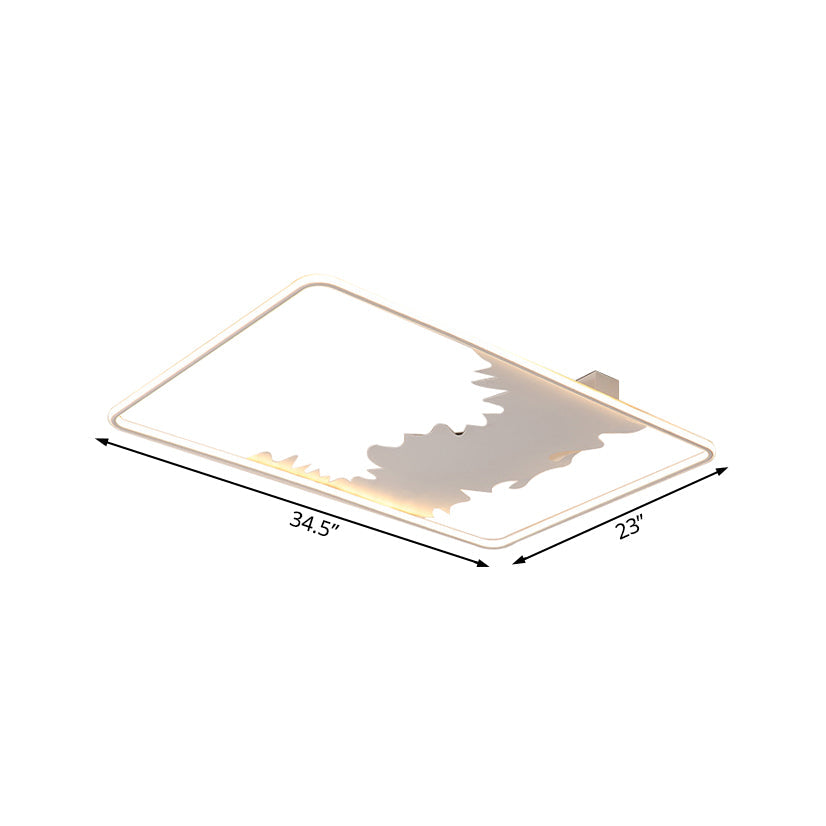 Oblong Ceiling Flush Art Deco Metal LED White Flush Lighting with Acrylic Diffuser in White/Warm Light, 34.5"/39" Wide Clearhalo 'Ceiling Lights' 'Close To Ceiling Lights' 'Close to ceiling' 'Flush mount' Lighting' 167166