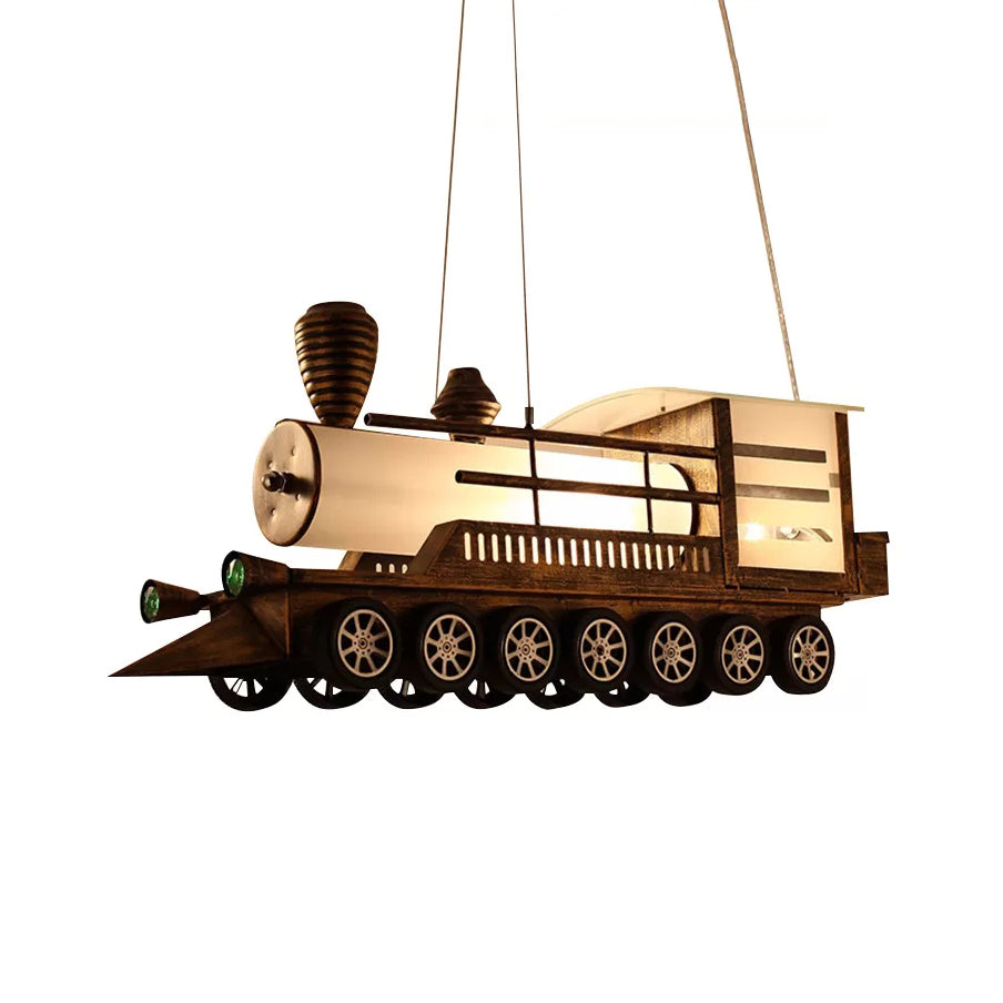 Kids Chandelier Boy, Adjustable 3-Light Ceiling Light Fixture with Milk Glass Cylinder Shade and Train Design, 23.5" L x 7" W x 10" H Clearhalo 'Ceiling Lights' 'Chandeliers' 'Glass shade' 'Glass' 'Pendant Lights' Lighting' 167736