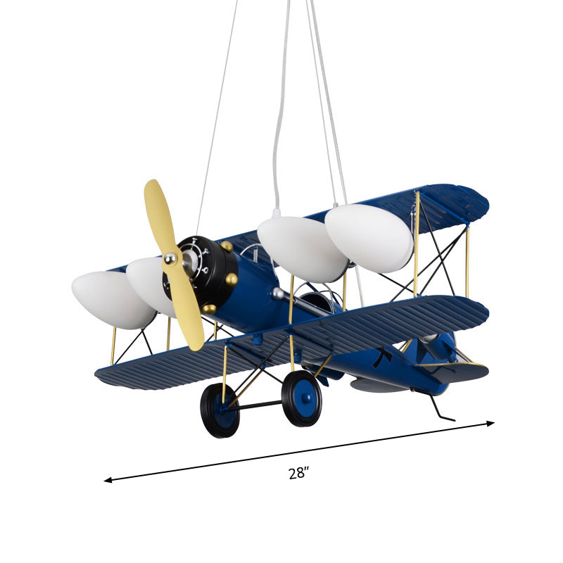 Chandeliers for Bedrooms, 4 Lights Ceiling Fixture with Glass Shade and Biplane Design for Boys Modern Style Clearhalo 'Ceiling Lights' 'Chandeliers' Lighting' options 167864