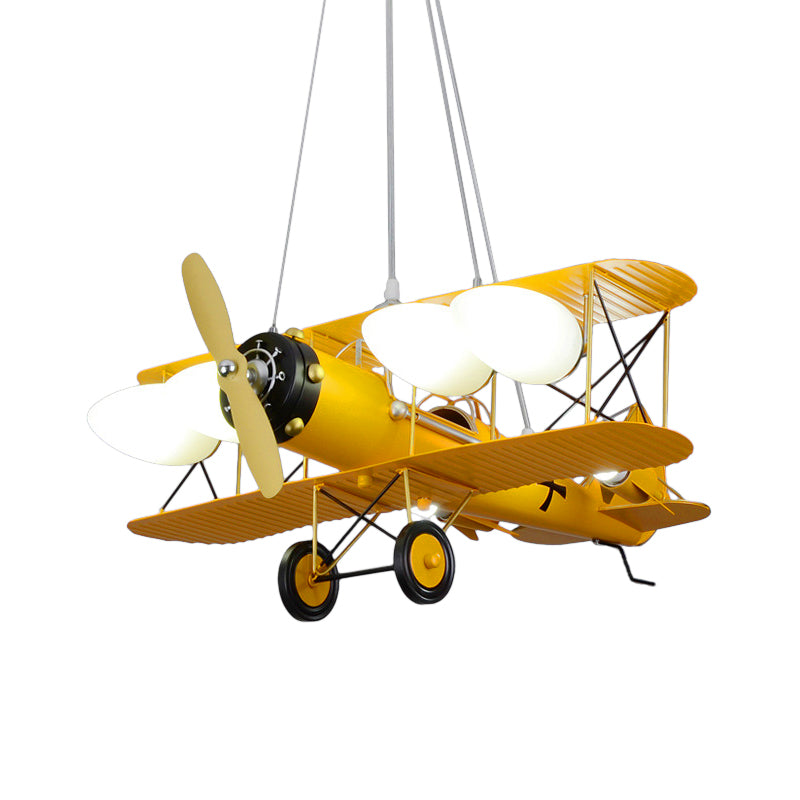 Chandeliers for Bedrooms, 4 Lights Ceiling Fixture with Glass Shade and Biplane Design for Boys Modern Style Clearhalo 'Ceiling Lights' 'Chandeliers' Lighting' options 167869