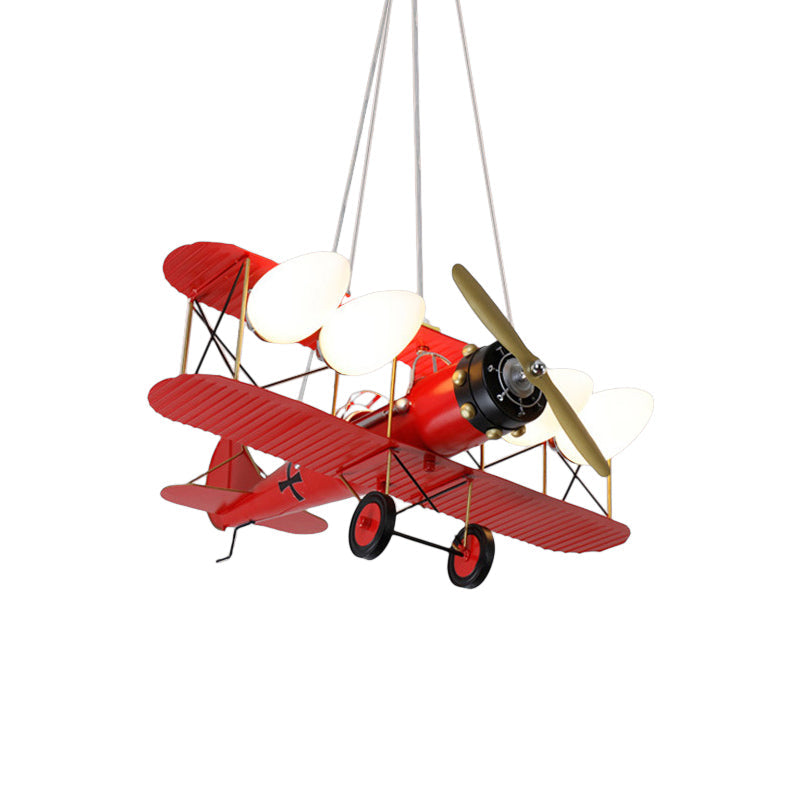 Chandeliers for Bedrooms, 4 Lights Ceiling Fixture with Glass Shade and Biplane Design for Boys Modern Style Clearhalo 'Ceiling Lights' 'Chandeliers' Lighting' options 167872