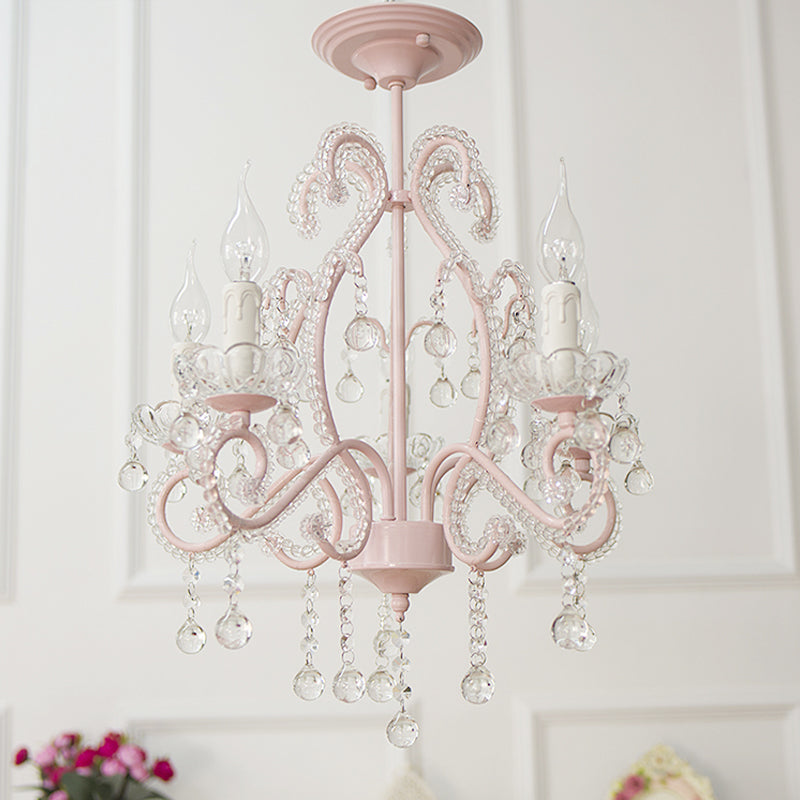 Bedroom Chandelier Girls, Nordic Style Pendant Lighting with Clear Crystal and Candle Clearhalo 'Ceiling Lights' 'Chandeliers' Lighting' options 167971