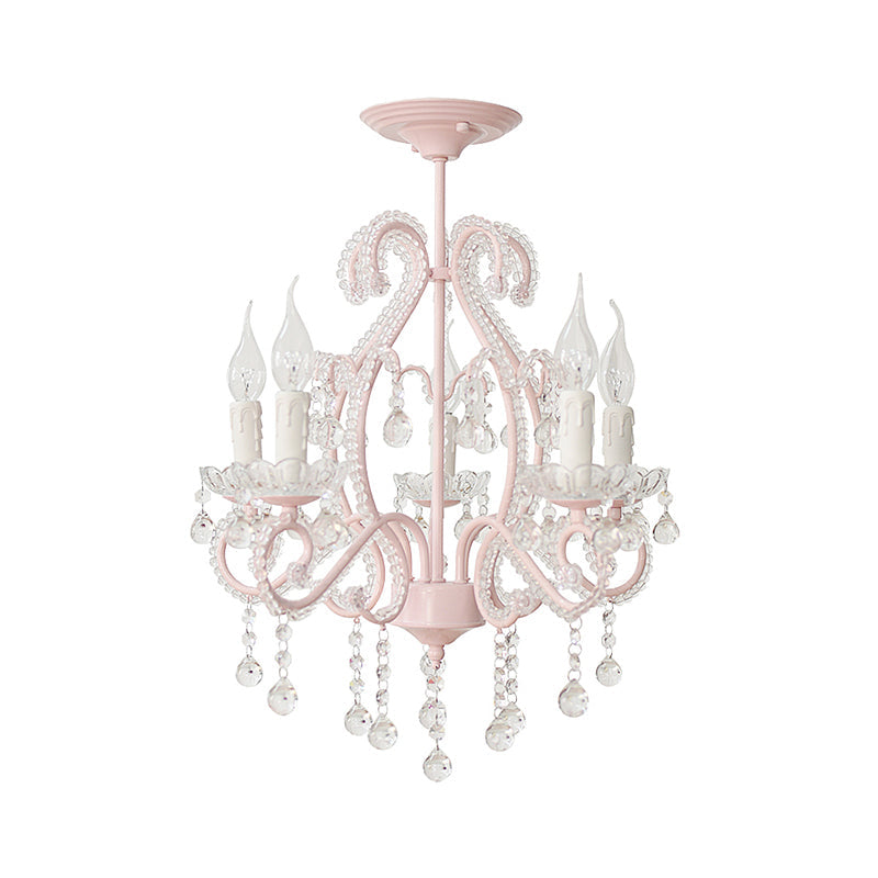 Bedroom Chandelier Girls, Nordic Style Pendant Lighting with Clear Crystal and Candle Clearhalo 'Ceiling Lights' 'Chandeliers' Lighting' options 167973