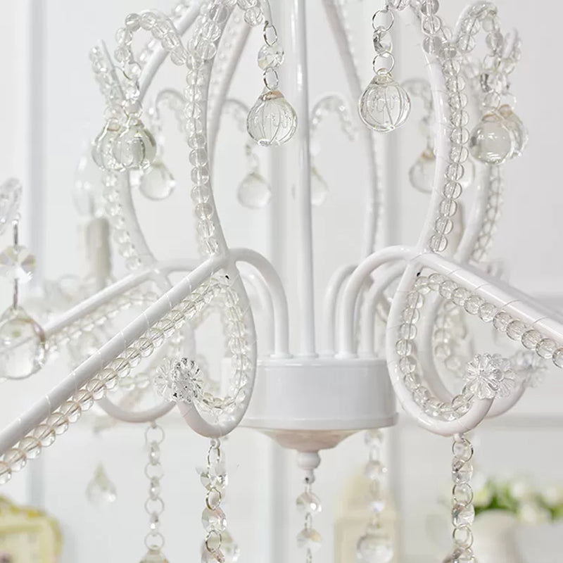 Bedroom Chandelier Girls, Nordic Style Pendant Lighting with Clear Crystal and Candle Clearhalo 'Ceiling Lights' 'Chandeliers' Lighting' options 167987