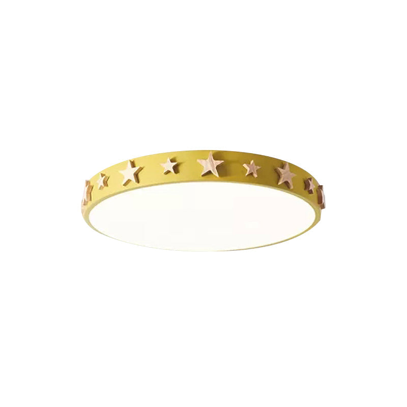 Drum Flush Mount Light, Contemporary Ceiling Light with Star Decoration for Kids Bedroom Clearhalo 'Ceiling Lights' 'Close To Ceiling Lights' 'Close to ceiling' 'Flush mount' Lighting' 168429