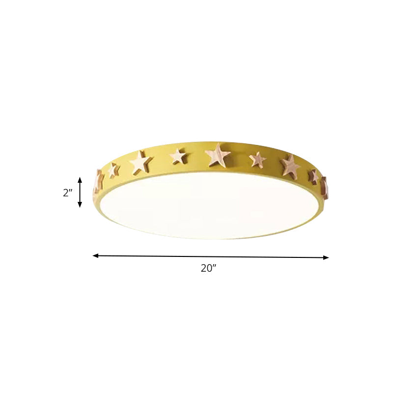 Drum Flush Mount Light, Contemporary Ceiling Light with Star Decoration for Kids Bedroom Clearhalo 'Ceiling Lights' 'Close To Ceiling Lights' 'Close to ceiling' 'Flush mount' Lighting' 168430