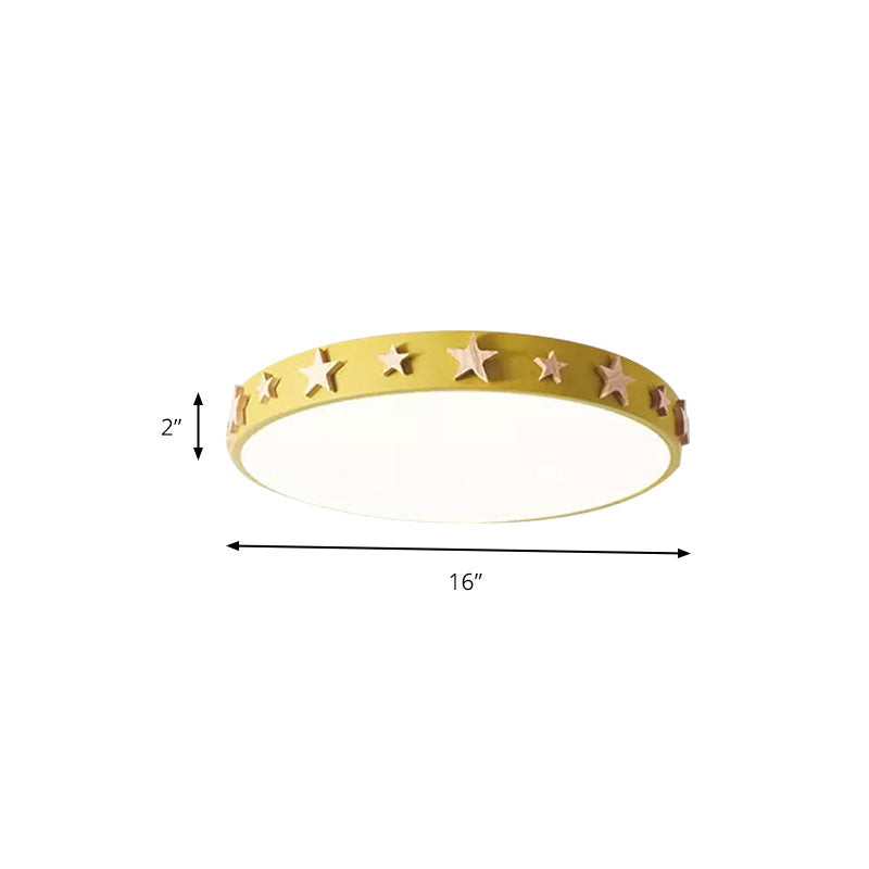 Drum Flush Mount Light, Contemporary Ceiling Light with Star Decoration for Kids Bedroom Clearhalo 'Ceiling Lights' 'Close To Ceiling Lights' 'Close to ceiling' 'Flush mount' Lighting' 168431