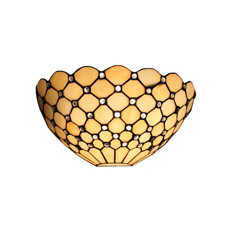 Tiffany Wall Mount Light with Stained Glass Shade Indoor Wall Sconce Light for Living Room Clearhalo 'Industrial' 'Middle century wall lights' 'Tiffany wall lights' 'Tiffany' 'Wall Lamps & Sconces' 'Wall Lights' Lighting' 168472