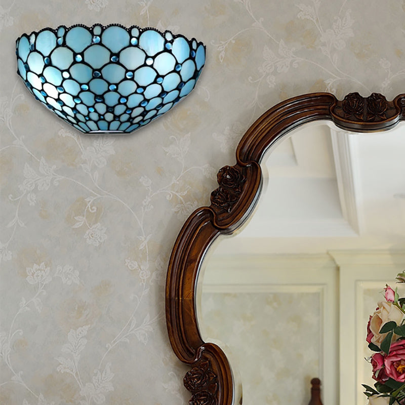 Tiffany Wall Mount Light with Stained Glass Shade Indoor Wall Sconce Light for Living Room Clearhalo 'Industrial' 'Middle century wall lights' 'Tiffany wall lights' 'Tiffany' 'Wall Lamps & Sconces' 'Wall Lights' Lighting' 168474