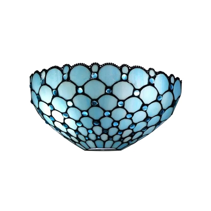 Tiffany Wall Mount Light with Stained Glass Shade Indoor Wall Sconce Light for Living Room Clearhalo 'Industrial' 'Middle century wall lights' 'Tiffany wall lights' 'Tiffany' 'Wall Lamps & Sconces' 'Wall Lights' Lighting' 168475
