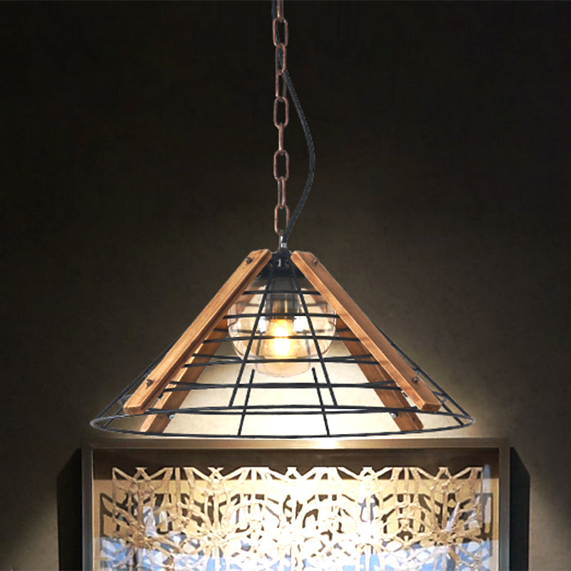 1 Head Drum/Conic Frame Pendulum Light Industrial Black Metal Hanging Lamp Kit, 11"/19" Wide Clearhalo 'Art Deco Pendants' 'Black' 'Cast Iron' 'Ceiling Lights' 'Ceramic' 'Crystal' 'Industrial Pendants' 'Industrial' 'Metal' 'Middle Century Pendants' 'Pendant Lights' 'Pendants' 'Rustic Pendants' 'Tiffany' Lighting' 1687478