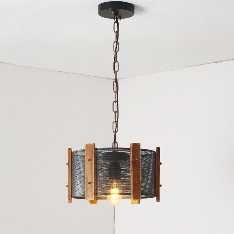 1 Head Drum/Conic Frame Pendulum Light Industrial Black Metal Hanging Lamp Kit, 11"/19" Wide Black 11" Clearhalo 'Art Deco Pendants' 'Black' 'Cast Iron' 'Ceiling Lights' 'Ceramic' 'Crystal' 'Industrial Pendants' 'Industrial' 'Metal' 'Middle Century Pendants' 'Pendant Lights' 'Pendants' 'Rustic Pendants' 'Tiffany' Lighting' 1687481