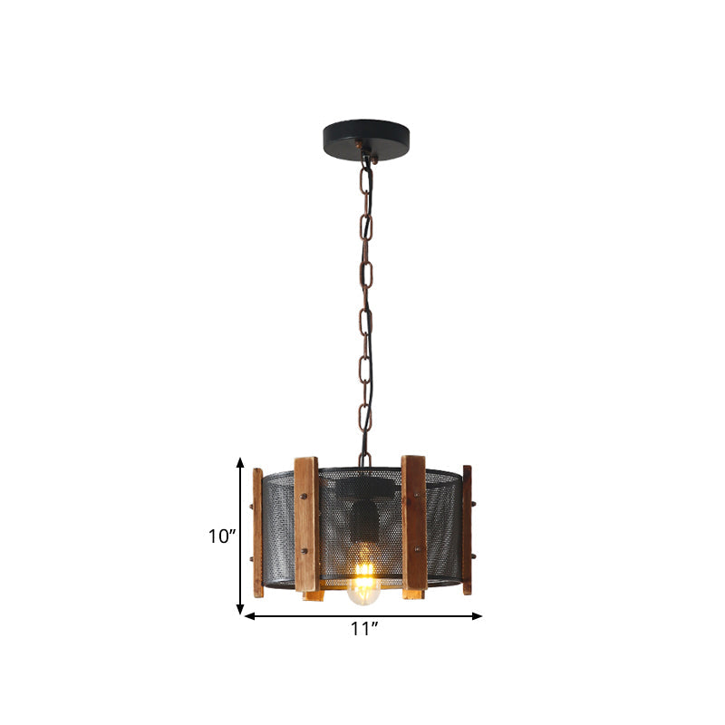 1 Head Drum/Conic Frame Pendulum Light Industrial Black Metal Hanging Lamp Kit, 11"/19" Wide Clearhalo 'Art Deco Pendants' 'Black' 'Cast Iron' 'Ceiling Lights' 'Ceramic' 'Crystal' 'Industrial Pendants' 'Industrial' 'Metal' 'Middle Century Pendants' 'Pendant Lights' 'Pendants' 'Rustic Pendants' 'Tiffany' Lighting' 1687485