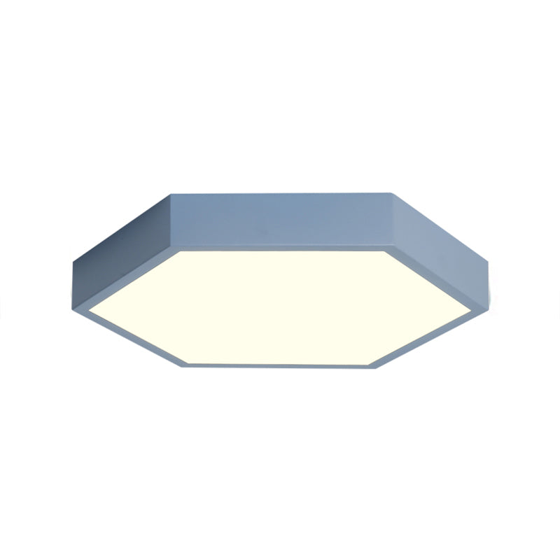 Child Bedroom LED Ceiling Light Modern Macaron Flush Mount Lighting with Hexagon Shade Clearhalo 'Ceiling Lights' 'Close To Ceiling Lights' 'Close to ceiling' 'Flush mount' Lighting' 168749