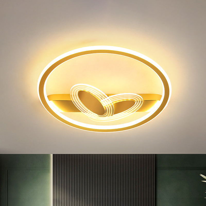Acrylic Oval and Circle Flush Light Fixture Modern LED Flush Mount Lighting in Black/Gold Gold Clearhalo 'Ceiling Lights' 'Close To Ceiling Lights' 'Close to ceiling' 'Flush mount' Lighting' 1687545