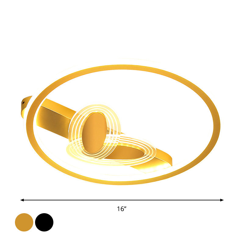 Acrylic Oval and Circle Flush Light Fixture Modern LED Flush Mount Lighting in Black/Gold Clearhalo 'Ceiling Lights' 'Close To Ceiling Lights' 'Close to ceiling' 'Flush mount' Lighting' 1687548