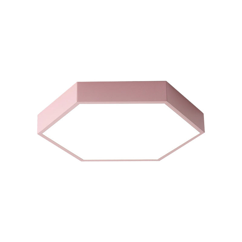Child Bedroom LED Ceiling Light Modern Macaron Flush Mount Lighting with Hexagon Shade Clearhalo 'Ceiling Lights' 'Close To Ceiling Lights' 'Close to ceiling' 'Flush mount' Lighting' 168756